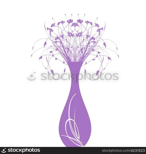 Beautiful floral and vase isolated on white background