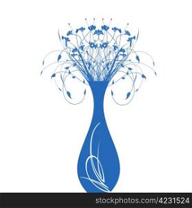 Beautiful floral and vase isolated on white background