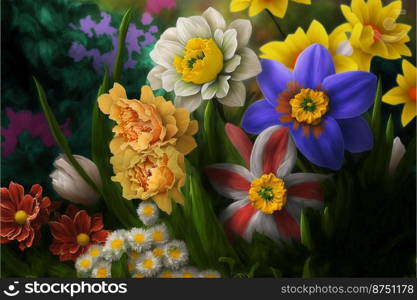 Beautiful floral background, top view. summer garden bouquet