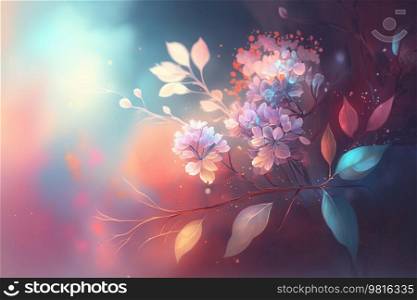 Beautiful Floral Background  with Soft Light . AI generated Illustration.