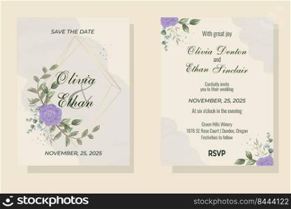 Beautiful floral wreath wedding invitation card template. Wedding ornament concept. Floral poster, invite. Vector decorative greeting card or invitation design background