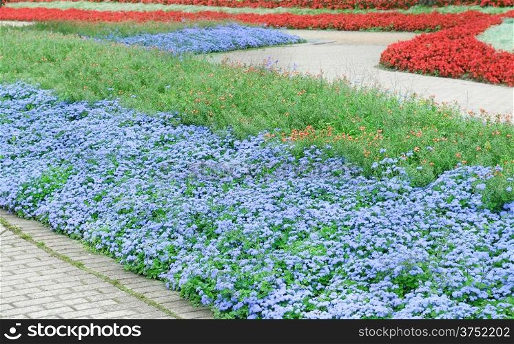 beautiful flower beds and walking paths