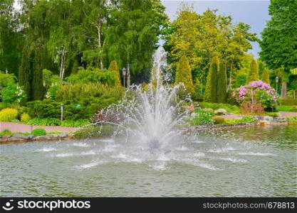 Beautiful fountain at Mezhyhirya residence near Kiev, Ukraine.