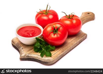 Beautiful fresh red tomato vegetable isolated on white background. High quality photo. Beautiful fresh red tomato vegetable isolated on white background