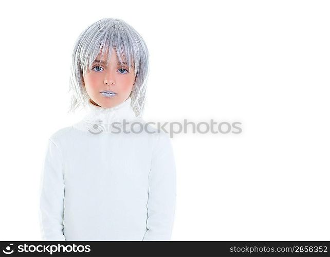 beautiful futuristic kid girl futuristic child with gray hair