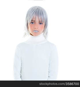 beautiful futuristic kid girl futuristic child with gray hair