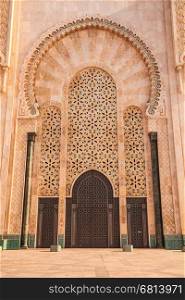 Beautiful gate at the Mosque of Hassan II in Casablanca, Morocco