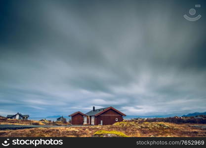 Beautiful Gimsoy Village in Lofoten Islands. Cold Weather of a Nordic Travel Destination. Nordland