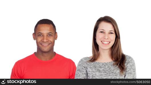 Beautiful girl and handsome guy isolated on a white background