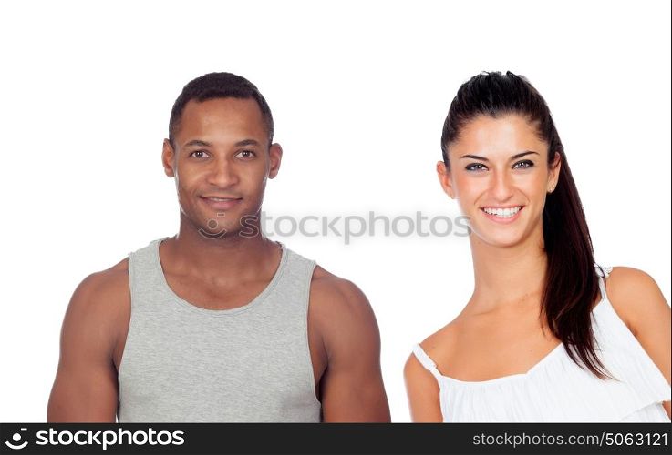 Beautiful girl and handsome guy isolated on a white background
