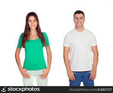 Beautiful girl and handsome man . Beautiful girl and handsome man isolated on a white background