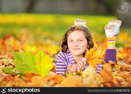 beautiful girl at autumn outdoors