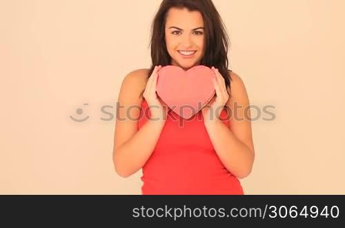 Beautiful Girl Holding Valentines Heart