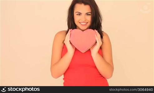 Beautiful Girl Holding Valentines Heart