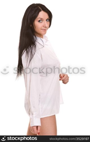 beautiful girl in a white shirt
