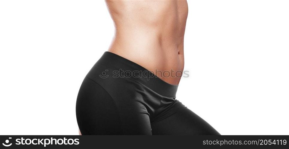 Beautiful girl in black tights isolated on white background. Beautiful girl in black tights