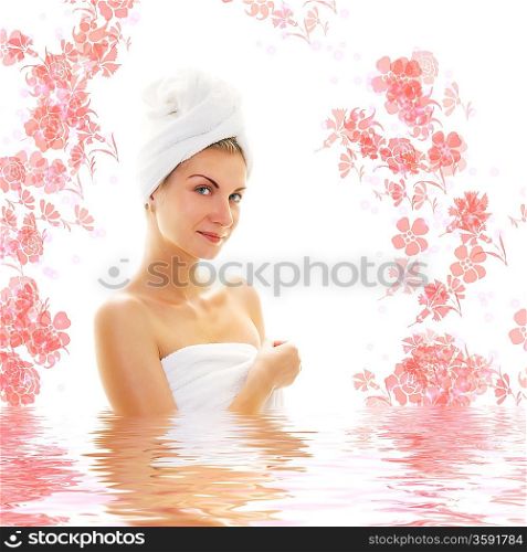 Beautiful girl in rendered water