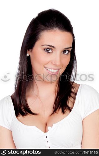 Beautiful girl view from above isolated on a over white background
