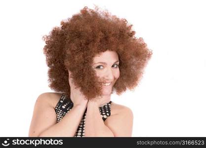 Beautiful girl with curly afro wig