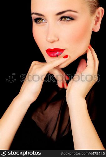 Beautiful glamour female portrait, fashionable stylish makeup decorated with stars