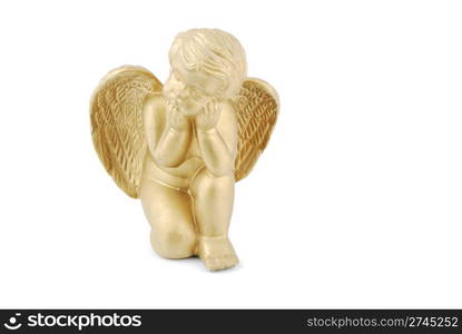 beautiful golden angel isolated on white background