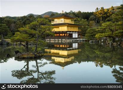 Beautiful Golden Pavilion of Kinkakuji Temple in Kyoto, Japan