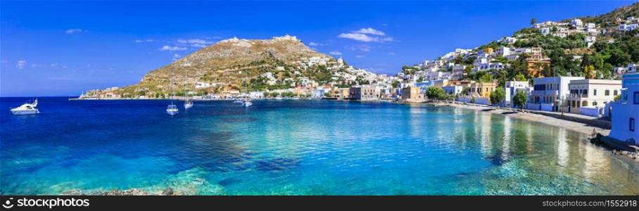 Beautiful Greek island Leros. Dodecanese. view of Agia Marina . amazing Greece series - picturesque small island Leros, Dodecanses