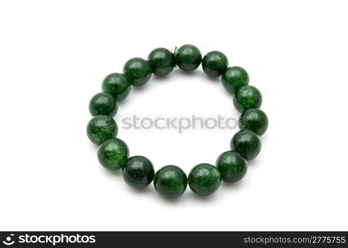 Beautiful green bead bracelet isolated on white