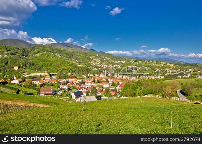 Beautiful green hills of Zagorje region of Croatia, Krapina view