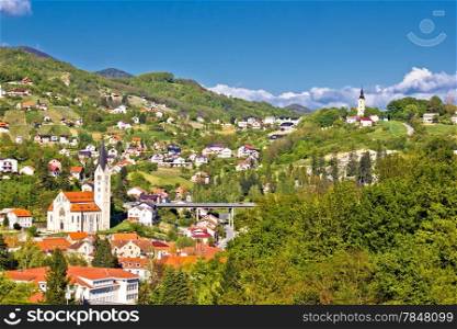 Beautiful green landscape of town of Krapina in Zagorje region of Croatia