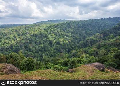 Beautiful green view in the mountains are beauty on view point at Phuhinrongkla National Park Nakhon Thai District in Phitsanulok, Thailand.