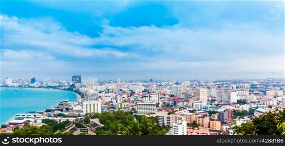 Beautiful gulf and city landscape of Pattaya, Thailand