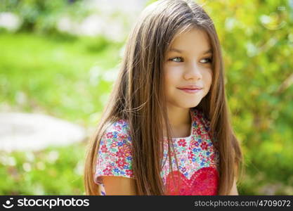 Beautiful Happy little girl outdoors