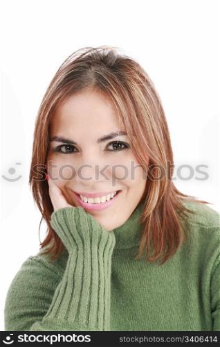 Beautiful happy young woman with pretty smile