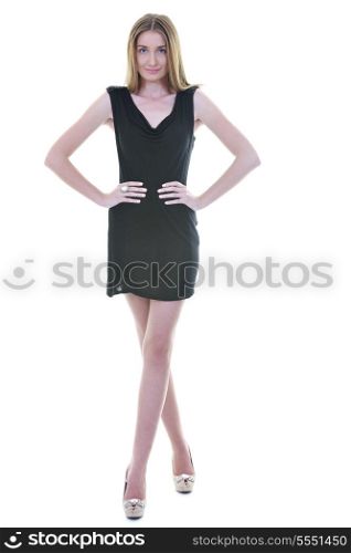 beautiful hapy young female woman brunette model posing isolated on white background