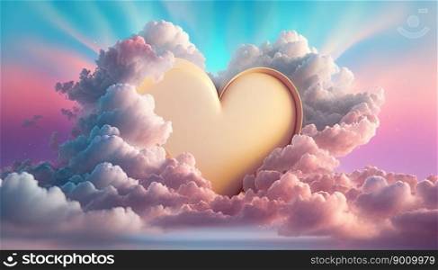 Beautiful heart object in the sky with colorful clouds