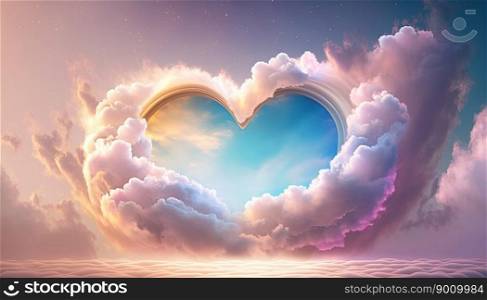 Beautiful heart object with colorful clouds