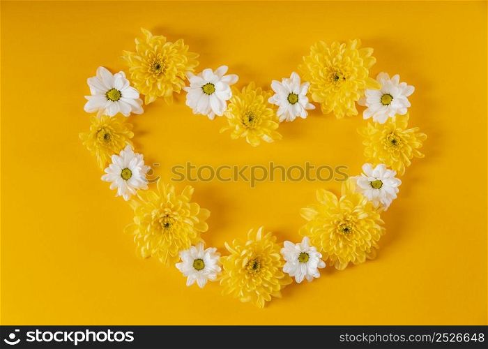 beautiful heart shaped spring flowers composition