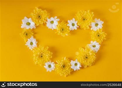 beautiful heart shaped spring flowers composition