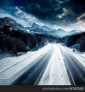 Beautiful highway at winter 3d illustrated
