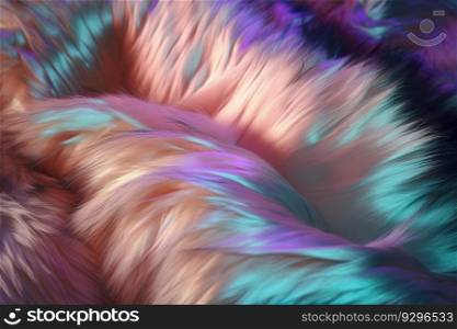 Beautiful holographic fur. Vivid and vibrant colors. Iridescent backdrop. Trendy design. Abstract background. Fluffy surface. Generative AI. Beautiful holographic fur. Vivid, vibrant colors. Iridescent backdrop. Trendy design. Abstract background. Fluffy surface. Generative AI.