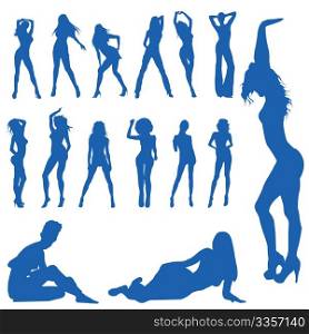 Beautiful, hot and sexy girl vector silhouettes (vector)