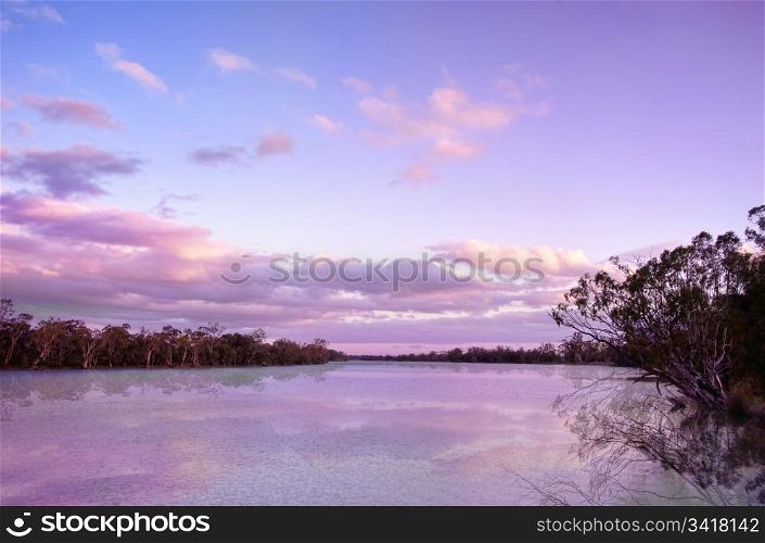 beautiful image of sunset on the river murray south australia