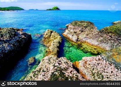 Beautiful islands in Thailand. snorkeling paradise with clear sea water and stones beach