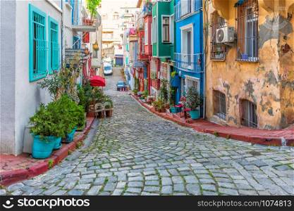 Beautiful Istanbul streets in colorful Fener views in Turkey.. Beautiful Istanbul streets in colorful Fener views in Turkey