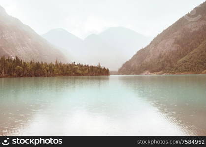 Beautiful Kinney Lake in Mount Robson Provincial Park, Canadian Rockies, British Columbia, Canada