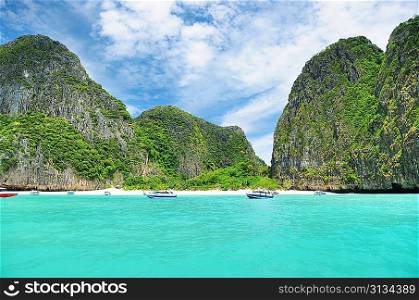 Beautiful lagoon at Phi Phi Ley island, the exact place where &acute;The Beach&acute; movie was filmed