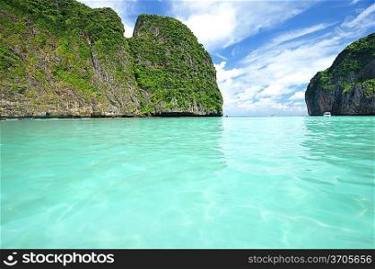 Beautiful lagoon at Phi Phi Ley island, the exact place where &acute;The Beach&acute; movie was filmed