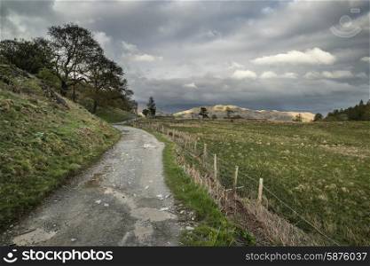Beautiful Lake District landscape image on stormy Spring day