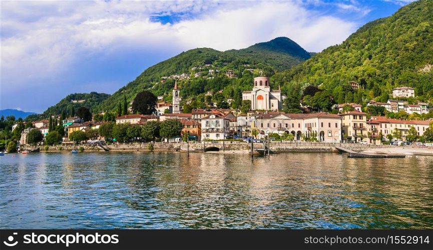 Beautiful lakes of Italy - scenic Lago Maggiore, Laveno-mombello town. Beautiful lakes of Italy - scenic Lago Maggiore